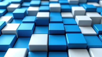 Abstract background of blue and white cubes.