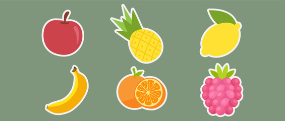 Fresh Fruit Sticker Set with Apple, Pineapple, Lemon, and More

