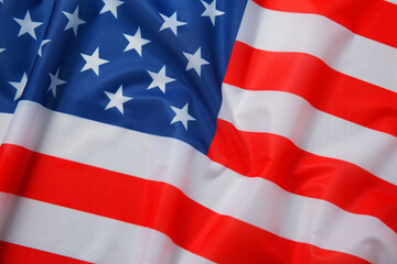 Flag of USA as background, top view