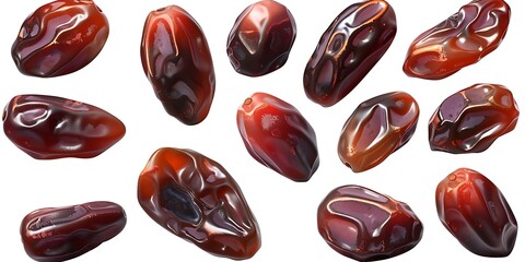 Realistic Detailed Date Fruit Set. Vector illustration.