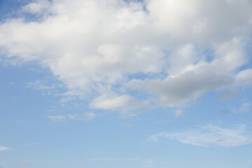 Beautiful view of blue sky with fluffy clouds