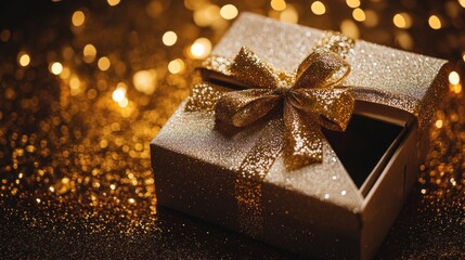 Glittery Golden Gift Box