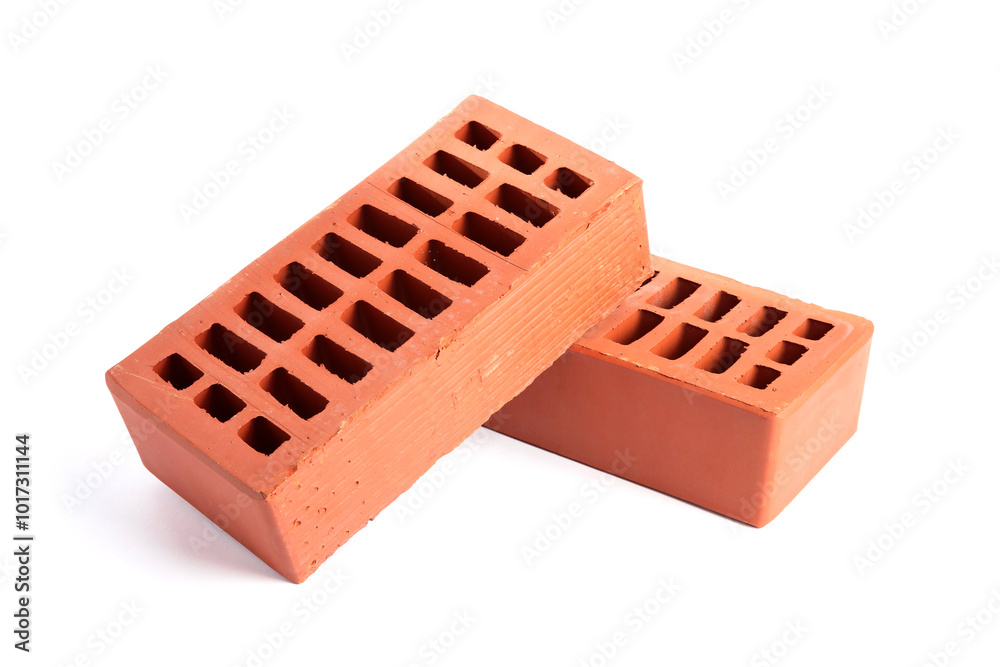 Canvas Prints Red bricks isolated on white. Building material