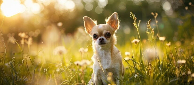 Chihuahua Posing Outdoors in Warm Weather