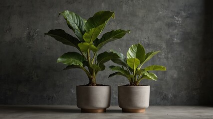 Obraz premium Fiddle Leaf Fig in a Modern Concrete Pot