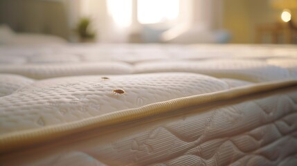 Interior of a double bed with pillows and plaids