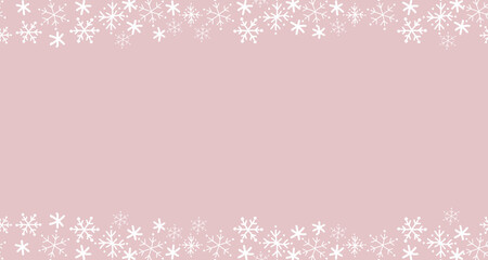 Snowflakes Winter Background. Seamless Border. Frame. Vector Illustration on Pink Background