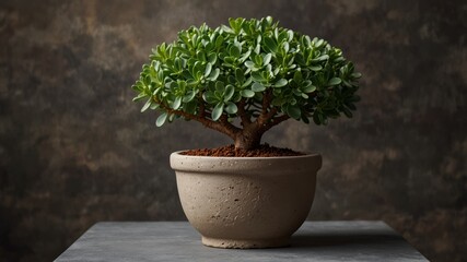 Fototapeta premium Jade Plant in a Stone Pot