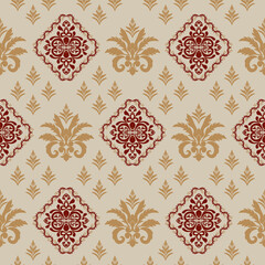 Damask luxury seamless pattern with flowers.