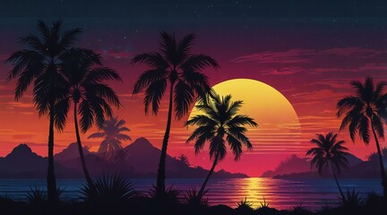 Naklejka premium sunset on the beach