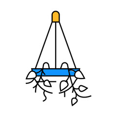 hanging planter bedroom interior line icon vector. hanging planter bedroom interior sign. isolated symbol illustration