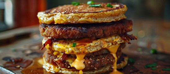 Pancake Burger Featuring Tofu Cheese
