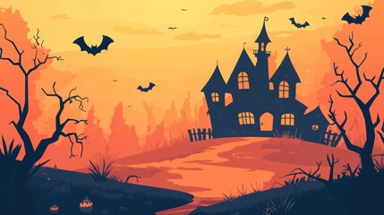 Haunted house. Halloween decoration element.