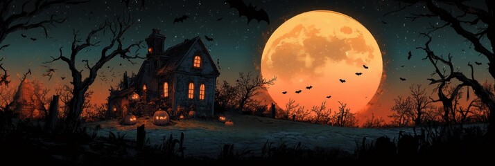 Haunted house. Halloween decoration element.