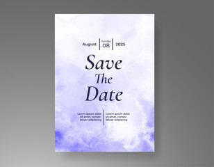 Wedding card invitation template with hand painted watercolor splash