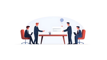 of two businesspeople shaking hands over a contract or agreement on a desk or table in an office setting representing a successful business deal or partnership