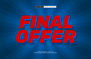 final offer editable text effect with a sale and discount text style