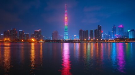 Obraz premium Zhujiang River reflects Guangzhou.