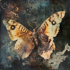 Vintage Butterfly Wings: A Rusty, Textured Masterpiece