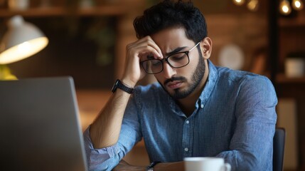 A Middle Eastern entrepreneur sitting at a desk, deep in thought as they work on solving a complex business problem