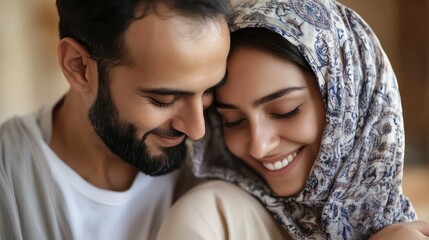 Arab couple embrace during difficult times Their love grew stronger through hardship