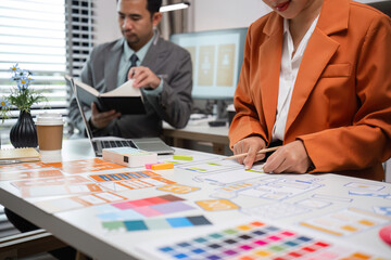 Program Developer Team Collaborates on UXUI Design in Modern Office Setting