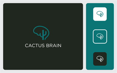 cactus brain vector logo