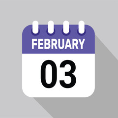 3 february calender icon text page monthly web design.
