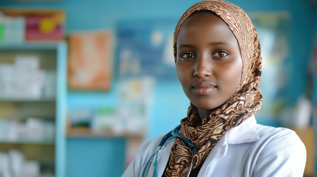 A Sudanese and Somali teenager dreaming of becoming a doctor, imagining the future with hope and determination