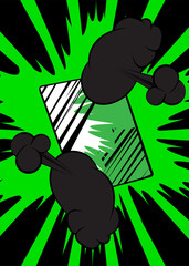 Cartoon green and black background, comic book backdrop. Retro vector comics pop art design.