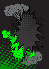 Cartoon green and black background, comic book backdrop. Retro vector comics pop art design.