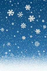 Blue background template with white snow flake for holiday greeting card poster design.