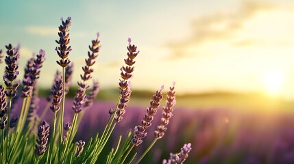 Obraz premium Stunning aerial view of a vibrant lavender field showcasing the beauty of sustainable farming and the serene natural landscape The lavender plants in full bloom create a mesmerizing purple hue