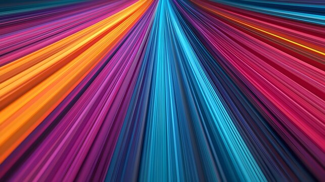 Captivating abstract composition featuring dynamic colorful motion trails and 3D geometric shapes in a modern futuristic digital