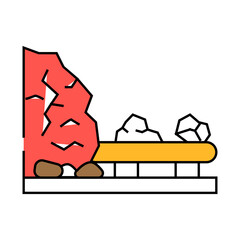 underground mining copper production line icon vector. underground mining copper production sign. isolated symbol illustration