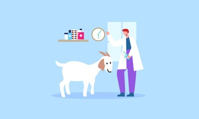 Pet veterinarian concept. Veterinary doctor checking and treating illustration