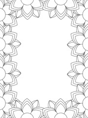 All these designs are hand-drawn and unique 
Flower Border Beautiful black and white illustration for adult coloring book,
This is a printable Beautiful Zentangle Coloring page for KDP Interior, POD p