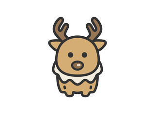 トナカイのアイコン（線画カラー）のイラスト