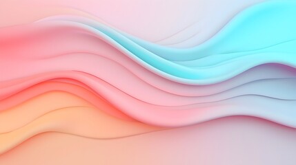Obraz premium Smooth fluid 3D featuring pastel gradient backdrop and dynamic organic shapes Minimalist modern and visually captivating digital artwork