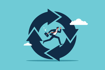 experienced businessman running habit circle arrow diagram