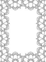 All these designs are hand-drawn and unique 
Flower Border Beautiful black and white illustration for adult coloring book,
This is a printable Beautiful Zentangle Coloring page for KDP Interior, POD p