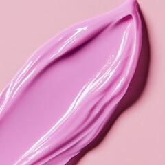 A macro shot of a creamy moisturizer smear in soft pastel colors isolated on a solid pink background, ideal for beauty product packaging ads and cosmetics.