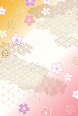 和柄　桜　年賀状　背景	