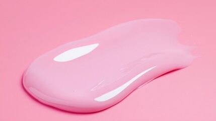 A macro shot of a creamy moisturizer smear in soft pastel colors isolated on a solid pink background, ideal for beauty product packaging ads and cosmetics.