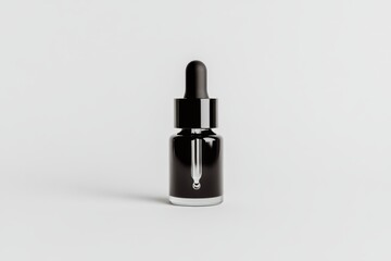 A macro shot of a face serum dropper dispensing a clear liquid onto a smooth, flawless skin surface with a minimalist background, ideal for luxury skincare promotions.