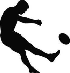 Rugby player posing full body silhouette illustration