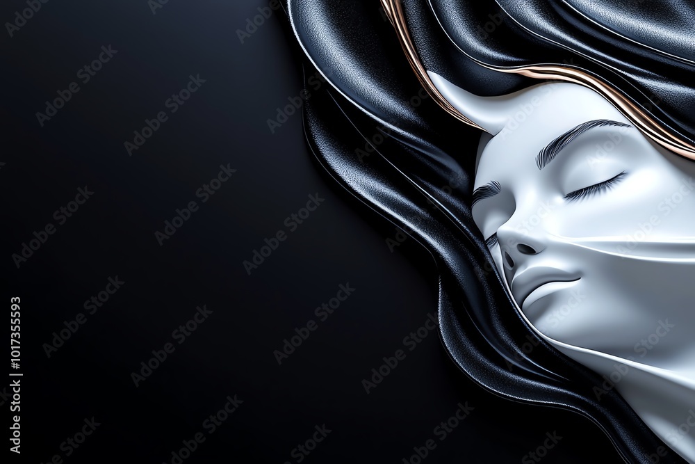 Poster Minimalist abstract of a sleeping figure, represented with simple, clean lines, symbolizing rest and relaxation