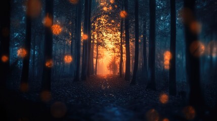 Blurred Forest Background for Halloween Theme