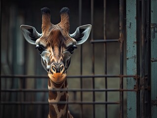 giraffe isolated on metal background