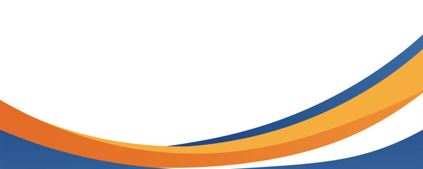 Abstract blue and orange business banner background with dynamic waves composition. Flat vector illustration